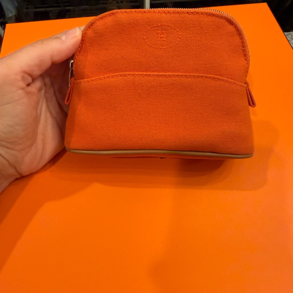 Hermes Orange Canvas Pouch
